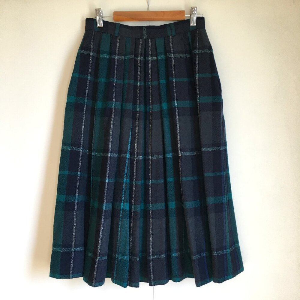Vtg Gerry Weber Made In Germany Plaid Wool Blend Pencil Midi Skirt 27 Waist